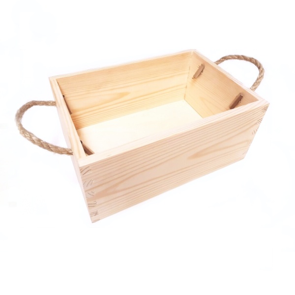 Dřevěná krabička - zásobník s úchyty (17x17x11cm)