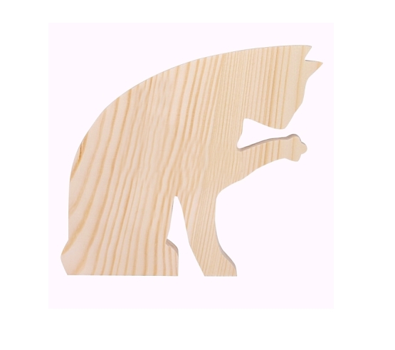 Dekorace - Dřevěná kočička s tlapičkou - MALÁ  (10,5cm)
