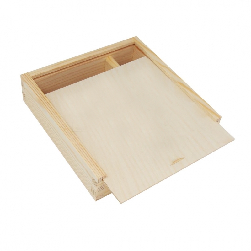 Dřevěná krabička na FOTKY 10x15cm - 2 PŘIHRÁDKY (19,5x19,5x5cm)