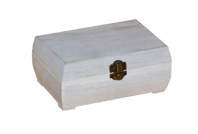 Dřevená  krabička - ZAOBLENÁ ŠEDÁ mosazné kování  (17x11x7,5cm)
