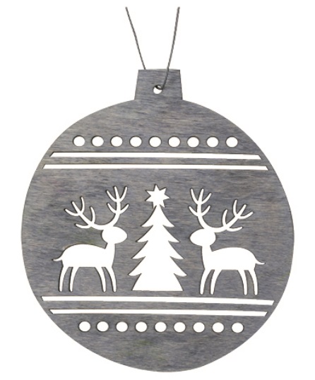 Vánoční dekorace - OZDOBA  šedá (10cm)