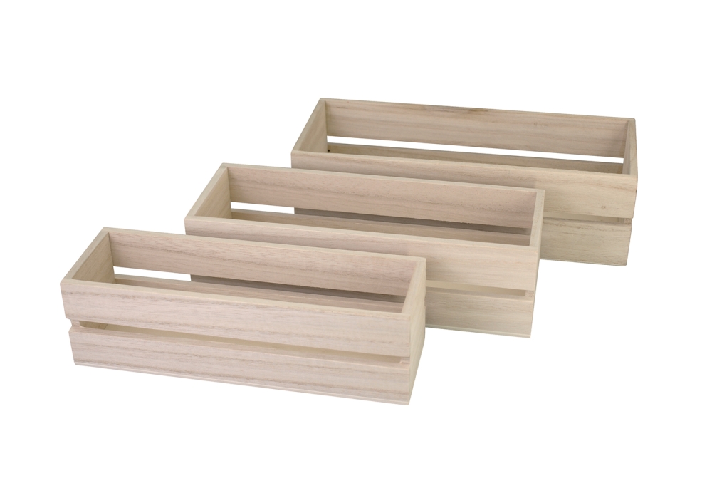 Dřevěné truhlíky - SADA, 3ks