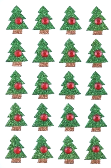 Vánoční dekorace samolepící - STROMEČKY  (20ks)