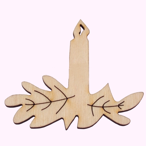 Dřevěné výřezy - Větvička se svíčkou (7,5x6,2cm)