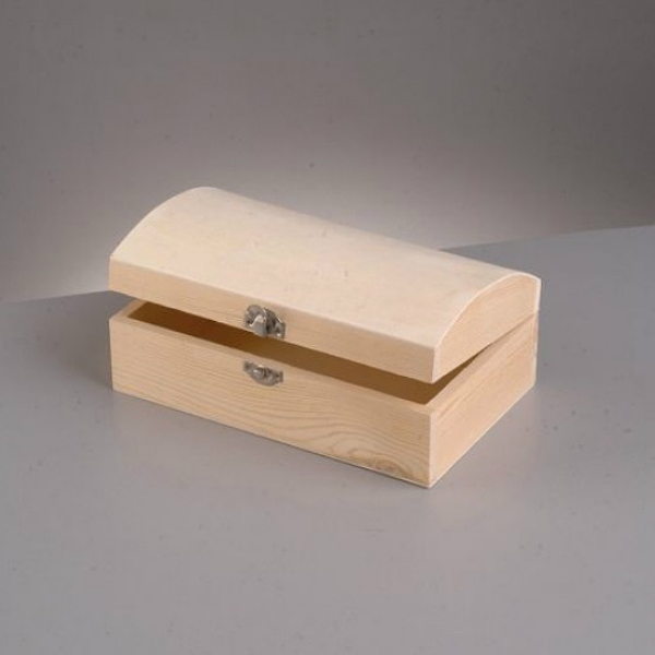 Dřevená  krabička  - ZAOBLENÁ s kováním (16x8cm)