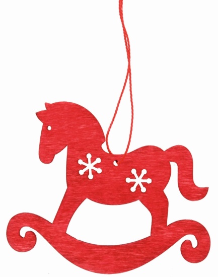 Vánoční dekorace HOUPACÍ KONÍK červený (10cm)