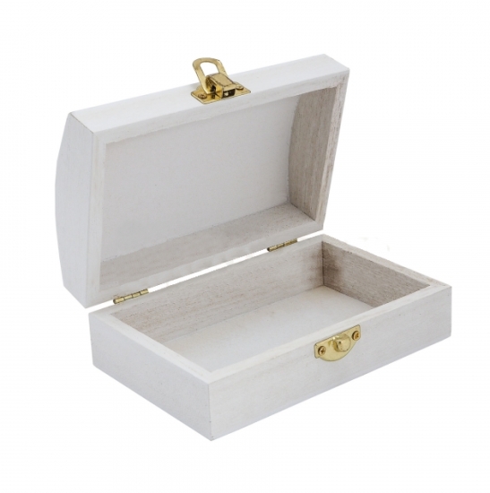 Dřevená  krabička - BÍLÁ, zlaté kování  (14x9x5,5cm)