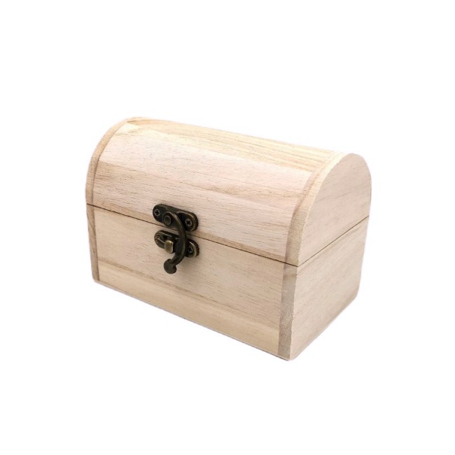 Dřevená  krabička  - ZAOBLENÁ s kováním (13,5x8cm)