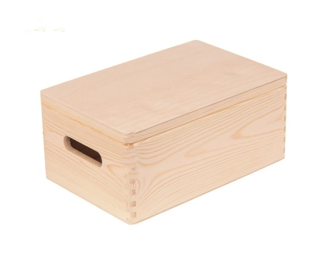 Dřevěná bedýnka - BOX s víkem a úchyty (30x20x13,5cm)