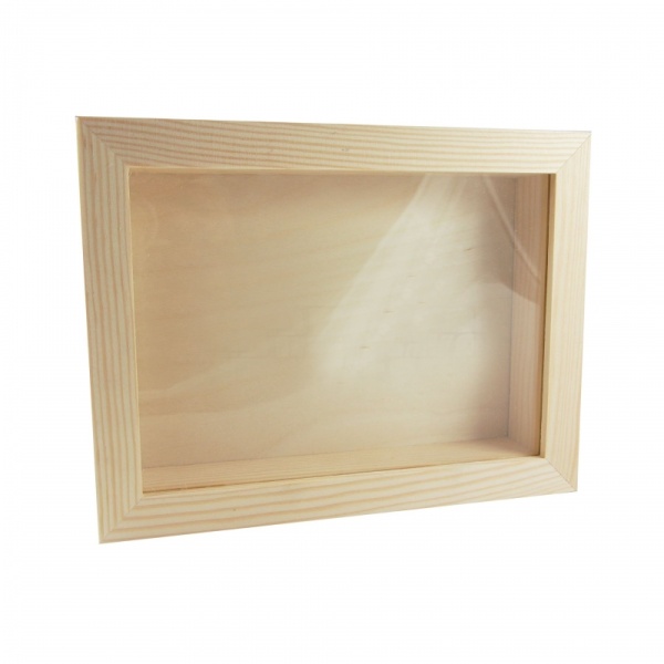 Dřevěná kasička pokladnička se sklem (21x16x4cm)