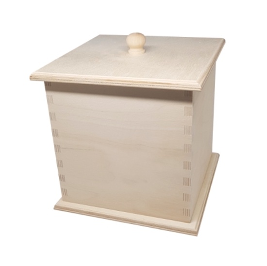 Dřevěná krabička dóza s víčkem (18x18x17,6cm)