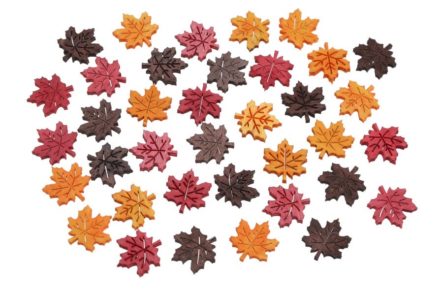 Podzimní dekorace LÍSTEČKY BAREVNÉ 36ks (2cm)