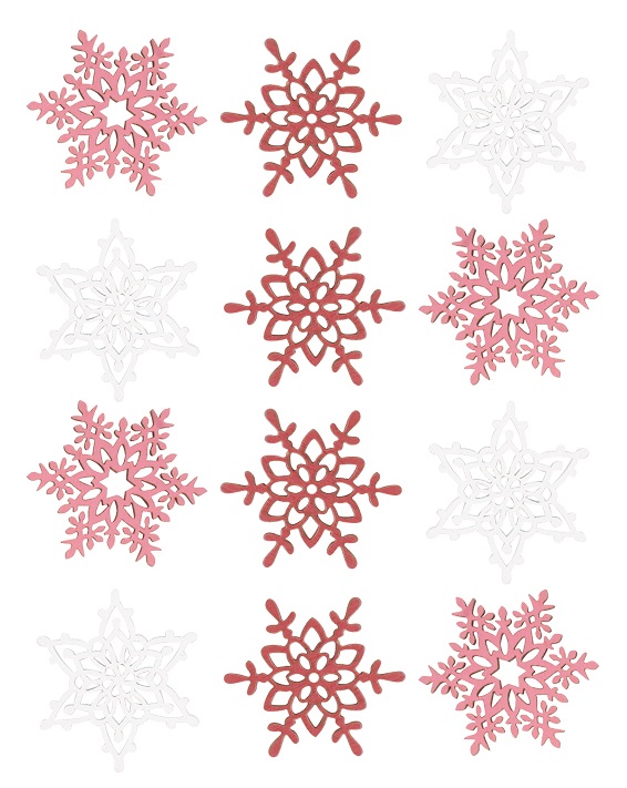 Vánoční dekorace VLOČKY BÍLO RŮŽOVÉ, sada 12ks (4cm)