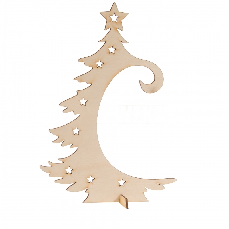 Vánoční dekorace stojánek na ozdobu - VÁNOČNÍ STROM s hvezdičkami  (20x26cm)