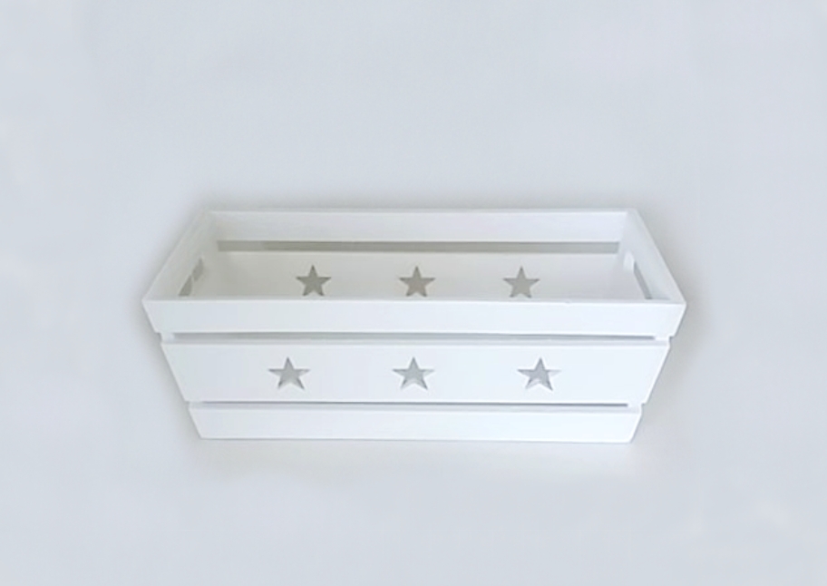 Dřevěný  zásobník (truhlík bedýnka) s hvězdičkami (30x15cm)