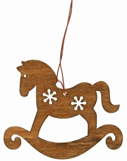 Vánoční dekorace - HOUPACÍ KONÍK hnědý (10cm)