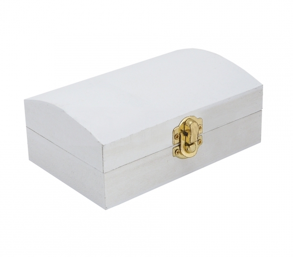 Dřevená  krabička - BÍLÁ, zlaté kování  (14x9x5,5cm)